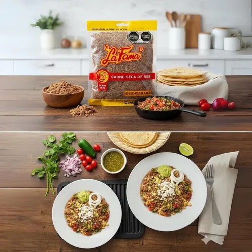 Vista 5 de La Fama Machacado Carne Seca De Res Carne Seca De Res Carne Rallada 8.82 oz Desde 1926