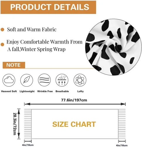 Vista 5 de Bufandas de moda para mujer, estampado dálmata, cómodo chal largo, suave y grueso cálido bufanda de invierno