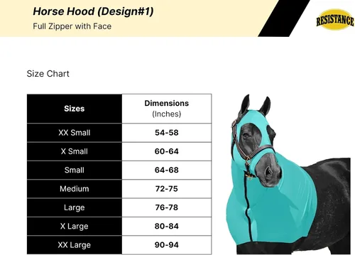 Vista 5 de Resistance Horse Hood Slinky Lycra Zip Mane Braid Shoulder Guard - Hoja de Cuidado de Caballos Sleazy Slickers