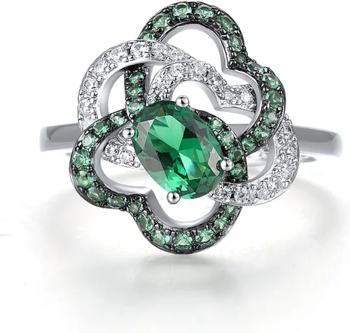 Vista 2 de Santuzza Anillo de plata de ley con piedras preciosas para mujer