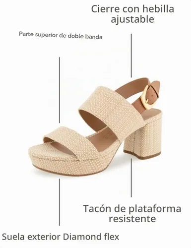 Vista 3 de Sandalias de tacón Aerosoles Camilia para mujer Rafia Natural/Bronceado