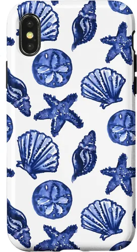 Vista 5 de Funda azul para iPhone 16, diseño de conchas marinas náuticas para nieta costera