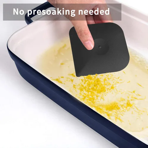 Vista 4 de Juego de herramientas de raspado de ollas de plástico para cocina, 3 piezas de esponja de nylon de plástico para limpieza de sartenes de hierro Negro