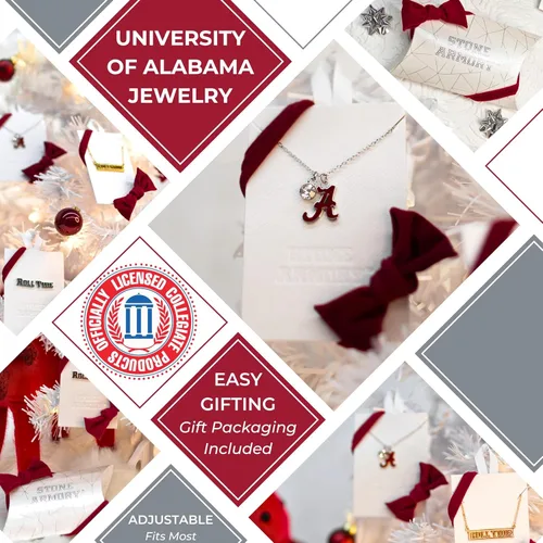 Vista 3 de Stone Armory Regalos de la Universidad de Alabama, collar con dije de Script A Alabama, hipoalergénico y ajustable de 16 a 20 pulgadas, joyería