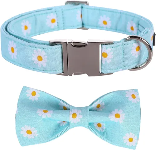 Vista 16 de Maca Bates - Collar de perro azul a cuadros con corbatín marinero con estampado de cuadrícula para cachorros, collar de cuadros ajustable, duradero