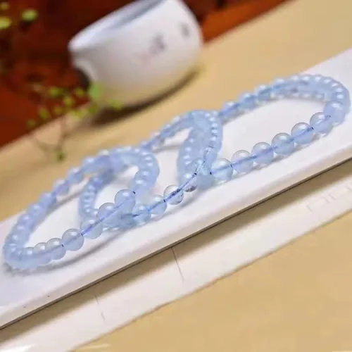 Vista 3 de Accesorios de moda Pulsera de cuentas de aguamarina con cristales curativos naturales, 1 pieza (0.236 in)