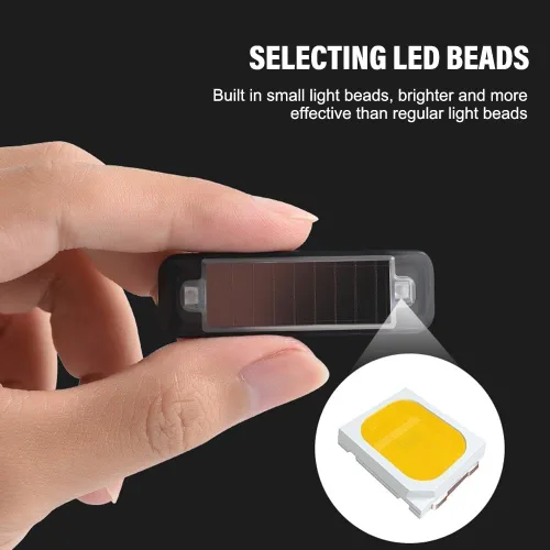 Vista 3 de Paquete de 2 lámparas solares de advertencia, impermeables, mini LED, luz estroboscópica para coche, luz estroboscópica de seguridad para bicicleta