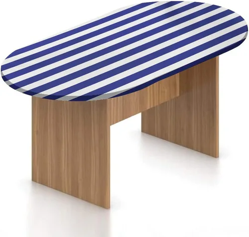 Vista 9 de Mantel ovalado ajustable de poliéster elástico para invierno, diseño de bosque abstracto monocromático, hojas y bosques, se adapta a mesas ovaladas