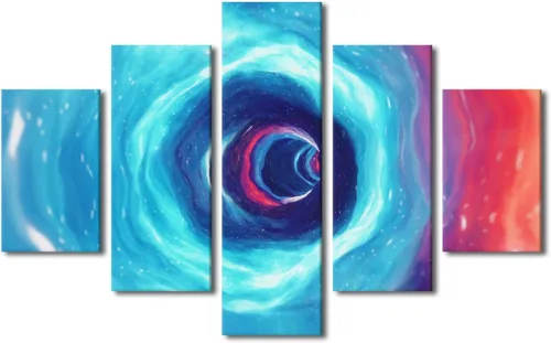 Vista 11 de Pintura en lienzo colorida para sala de estar, 5 paneles, impresiones abstractas sobre lienzo, arte de pared para sala de estar, dormitorio