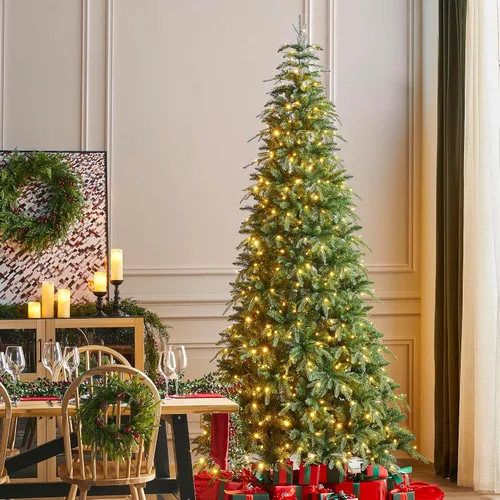 Vista 13 de Glitzhome Árbol de Navidad preiluminado, abeto artificial realista de 7.5 pies con 1,668 puntas y 680 luces centelleantes C3, 10 funciones de Aspen