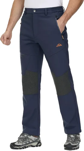 Vista 4 de TACVASEN pantalones de senderismo para hombre con forro polar reforzados en las rodillas ligeros para esquí y snowboard sin cinturón