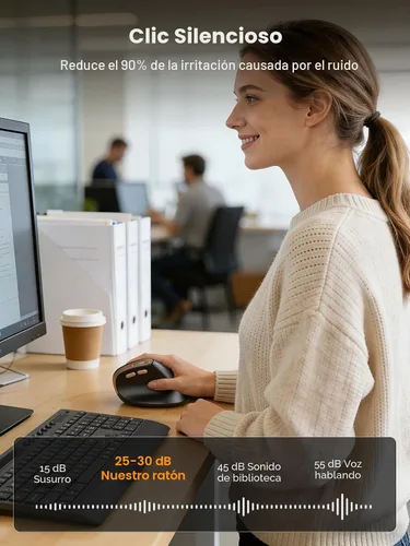 Vista 3 de SABLUTE MAM3 - Ratón ergonómico, mouse Bluetooth para manos pequeñas/medianas, conectividad de doble dispositivo para computadora/portátil, mouse