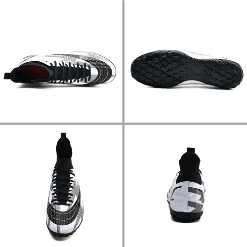 Vista 3 de Zquaus Botas de fútbol para hombre, zapatos de fútbol, zapatos de punta, zapatillas de deporte cómodas para adultos, atlético, al aire