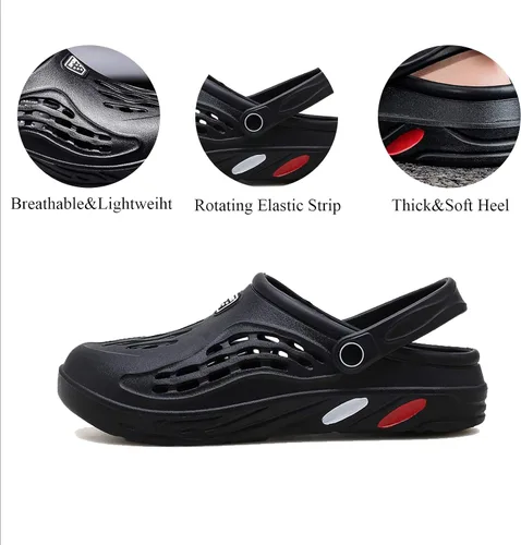 Vista 4 de CYian Zuecos clásicos para hombre y mujer, ligeros, sin cordones, pantuflas de playa, zuecos de jardín
