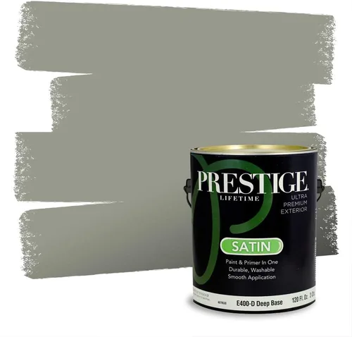 Vista 61 de Prestige Paints - Pintura exterior e imprimación en uno, 1 galón, plano, compatibilidad comparable con el color menta «Whipped Mint» de Behr