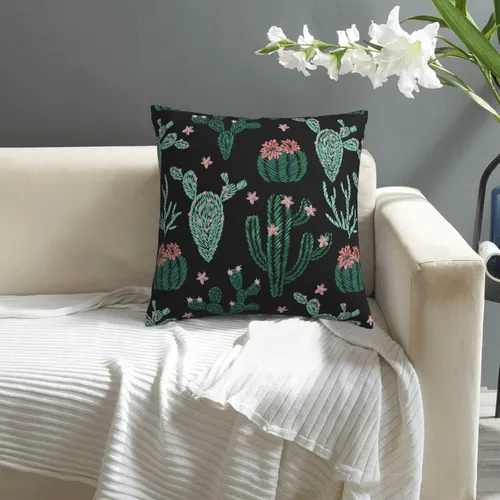 Vista 7 de Fundas de almohada de cactus lindos de 18 x 18 pulgadas, fundas de almohada decorativas de plantas verdes, fundas de almohada decorativas para sofá