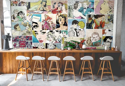 Vista 3 de Pop Art Wallpaper Vintage Comics Wall Mural