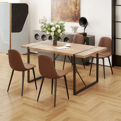 Vista 9 de Mesa de Comedor para 4-6, Mesa de Cocina de 55'', Mesas de Cocina y Comedor, Mesa de Comedor de Madera MDF con Patas de Metal para Sala de Estar