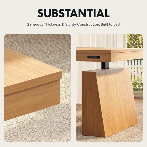 Vista 9 de FLEXISPOT 63"x30" Executive Standing Desk with Drawer, Brown Marrón