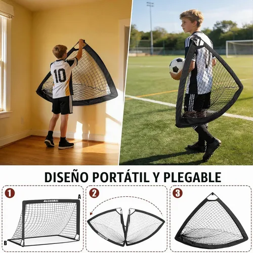 Vista 6 de BaseGoal Soccer Goals for Backyard Set of 2, 4x3ft, Mini Soccer Net