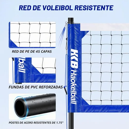Vista 5 de Outdoor Volleyball Net for Backyard, 32FT Anti-Sag Net with Steel Poles