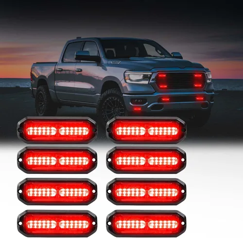 Vista 8 de WINECO Luces estroboscópicas LED ámbar para camiones, 8 piezas, 12 luces LED estroboscópicas intermitentes de montaje en superficie, kit de luces
