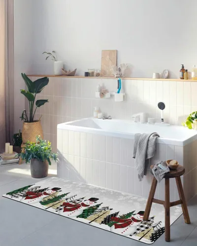 Vista 4 de Tapete de baño de Navidad para bañera, antideslizante, de secado rápido y absorbente, tierra de diatomeas, fregadero, dormitorio, cocina, lavable