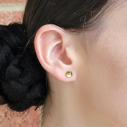 Vista 66 de Pendientes naturales de 0.236 in con chapado en oro blanco sobre plata de ley, bisel cabujón de piedras preciosas regalo de joyería para ella