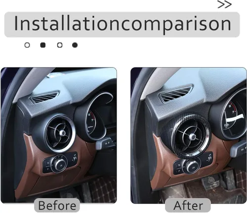 Vista 2 de Para Alfa Romeo Stelvio 2017-2020 ABS Car Interior Dashboard Side Aire Acondicionado Ventilación Cubierta de Salida de Ajuste (Fibra de Carbono)