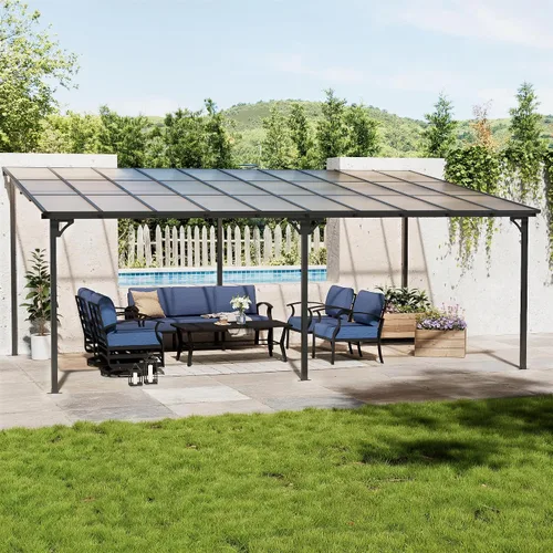 Vista 11 de Gazebo de barbacoa de techo rígido de 8' x 5' para parrilla al aire libre, marco de aluminio resistente y techo de acero galvanizado, ideal para Gris