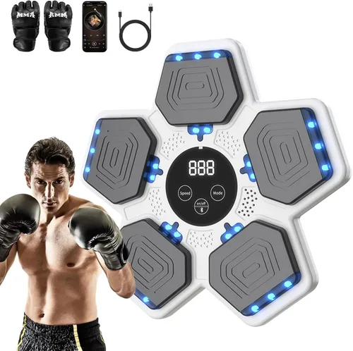 Vista 8 de LOLBOX 2026 Music Boxing Machine for Adults and Kids, Smart Bluetooth Boxing Training Equipment with Gloves Wall Mounted, Workout Punching Machine