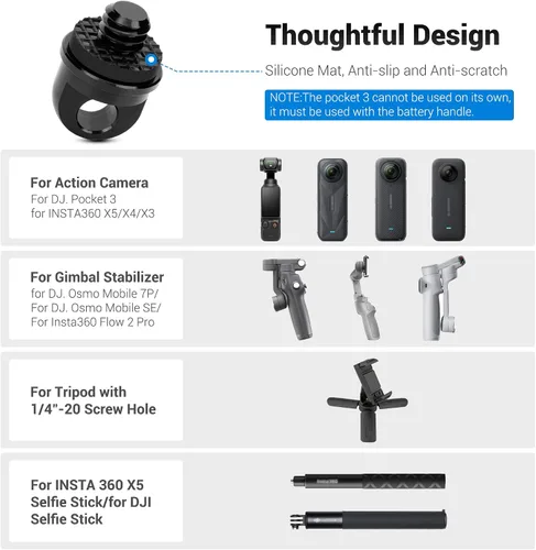 Vista 9 de Correa de mano de nylon ajustable para cámara con diseño de liberación rápida de 1/4"20 para DJI Osmo Pocket 3 Pocket3 Creator Combo Accesorios Osmo