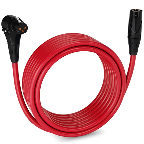 Vista 133 de LyxPro Cable de micrófono XLR hembra a macho de ángulo recto de 3 pines de 1.5 pies para altavoces amplificados, interfaz de audio, rendimiento