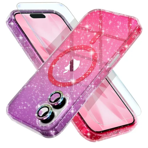 Vista 29 de Choiche Funda para iPhone 15 Pro Max compatible con MagSafe, color negro Purpurina negra