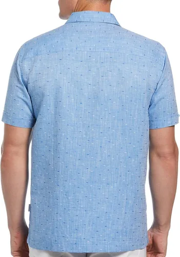 Vista 2 de Cubavera Camisa con cuello Dobby de mezcla de lino para hombre, 20 x 34 pulgadas