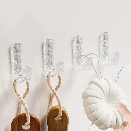 Vista 6 de Ganchos de pared adhesivos acrílicos para colgar toallas, sombreros, llaves, abrigos, ganchos para puerta delantera, escritorio, baño, cocina, sala