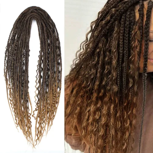 Vista 13 de Kraler Extensiones de Rastas Azules de Doble Extremo de 18 Pulgadas, 20 Hebras Sintéticas DE Extensiones de Rastas Hechas a Mano, Estilo de Rastas