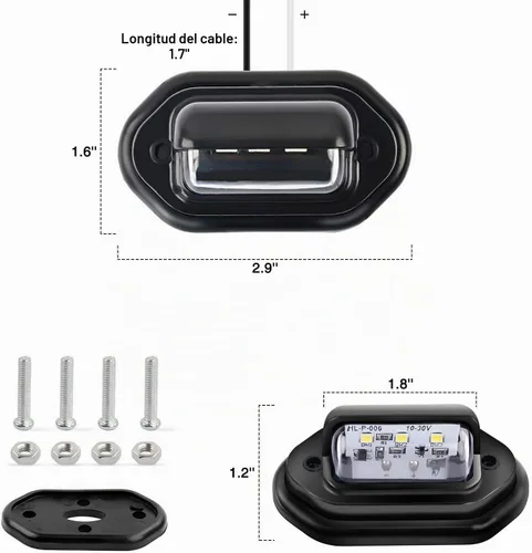 Vista 2 de Nilight - Juego de 2 luces LED de 12 V para matrícula de coche o camión o remolque, impermeable, luces de carga o debajo del capó. Apto para coche