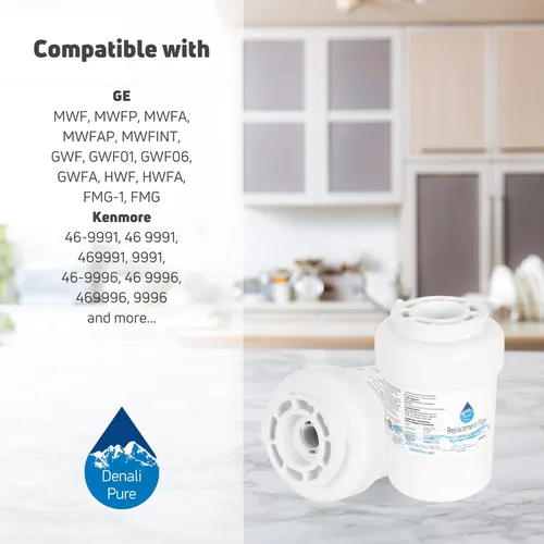 Vista 9 de Denali Pure Paquete de 5 filtros de agua de repuesto para refrigerador, compatible con cartucho de filtro de agua GE PSS26SGRBSS, MWF, MWFP