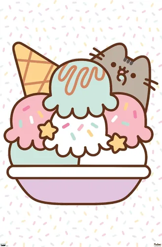 Vista 9 de Trends International Pusheen - Póster de pared de helado, 22.4 pulgadas de largo x 14.7 pulgadas, versión enmarcada en plata Versión con marco