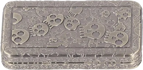 Vista 7 de Rodillo, juguetes para hombres, TDAH, autismo, ansiedad, alivio del estrés, juguete magnético de póquer, deslizador de metal con patrón de calavera