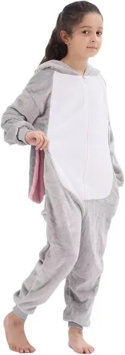 Vista 7 de Disfraz de mameluco para niños y niñas, disfraz de Halloween de una pieza de franela con capucha