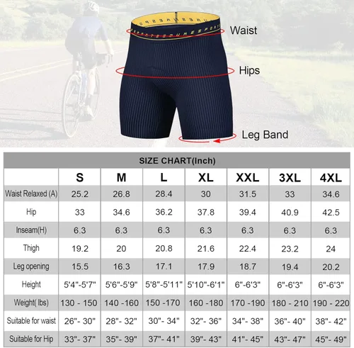 Vista 7 de Souke Sports Ropa interior de ciclismo para hombre, pantalones cortos acolchados 4D para ciclismo, MTB Liner Undershorts con agarre antideslizante