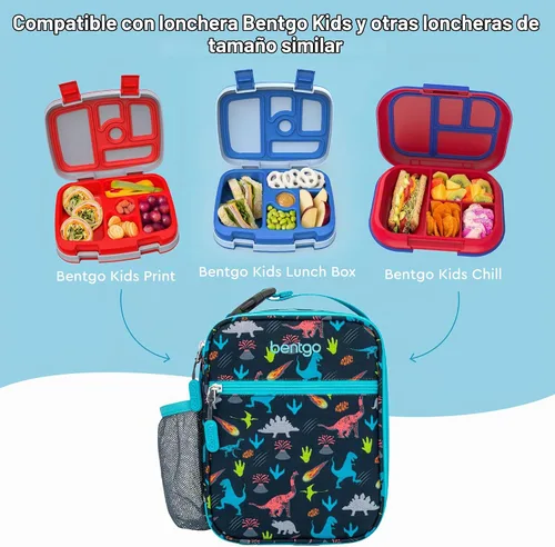 Vista 5 de Bentgo - Bolsa de almuerzo aislada para niños, resistente al agua, reutilizable, ligera y duradera, con soporte para botella de agua y bolsillo
