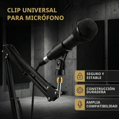 Vista 9 de Soporte universal para clip de micrófono, viene con adaptador de tornillo macho de 5/8 pulgadas a hembra de 3/8 pulgadas adecuado para micrófonos