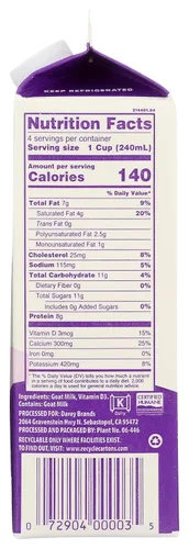 Vista 3 de Meyenberg Leche de cabra, entera, cuarto de galón, 32 oz