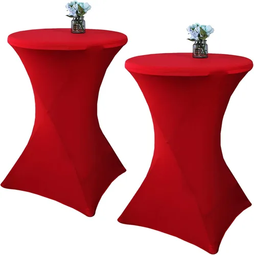 Vista 8 de Paquete de 2 manteles de cóctel de elastano de 24 x 43 pulgadas, redondos, ajustables, para bodas, banquetes, eventos, fiestas
