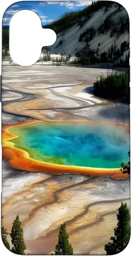 Vista 22 de Funda de vacaciones de verano para iPhone 16 Yellowstone National Park Rainbow geysers