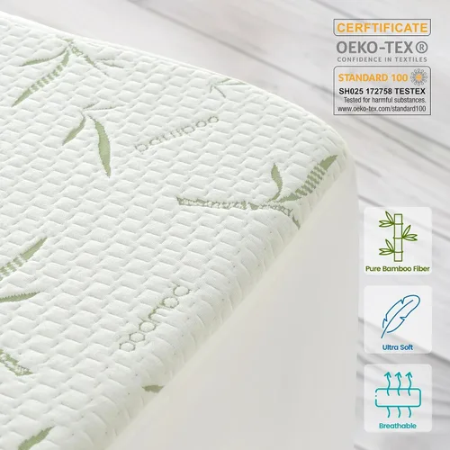 Vista 3 de Hannah Linen Protector de colchón de bambú, 100% impermeable, funda de colchón individual – Funda de colchón de bolsillo profundo ajustable de hasta