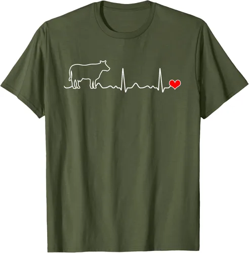 Vista 49 de Camiseta de paciente con corazón I Love My Cow Valve EKG Heartbeat Heart Pacient, Negro, S
